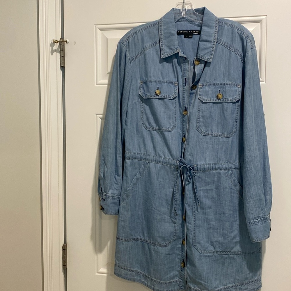 Veronica Beard Light Blue Denim Shirt Dress